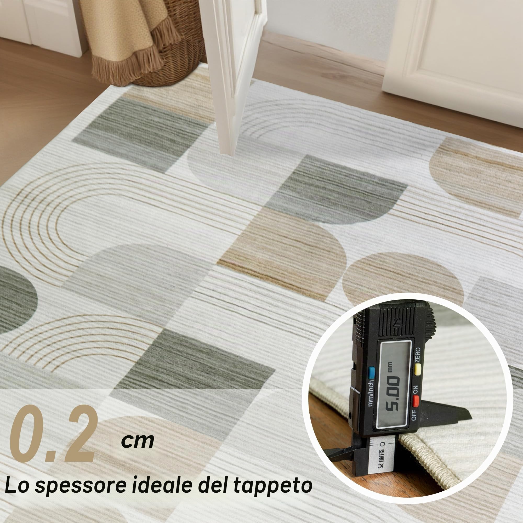 Tappeto per Soggiorno, Tappeto Moderno con Motivo Astratto per Soggiorno, Beige 200x230 cm Tappeto a Pelo Corto per Soggiorno Lavabile, Grande Tappeto in Lana per Camera da Letto, Ufficio