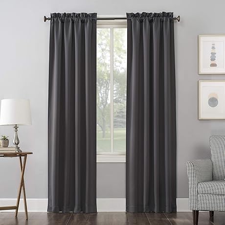 Sun Zero Easton Charcoal Gray Energy-Saving Blackout Curtains