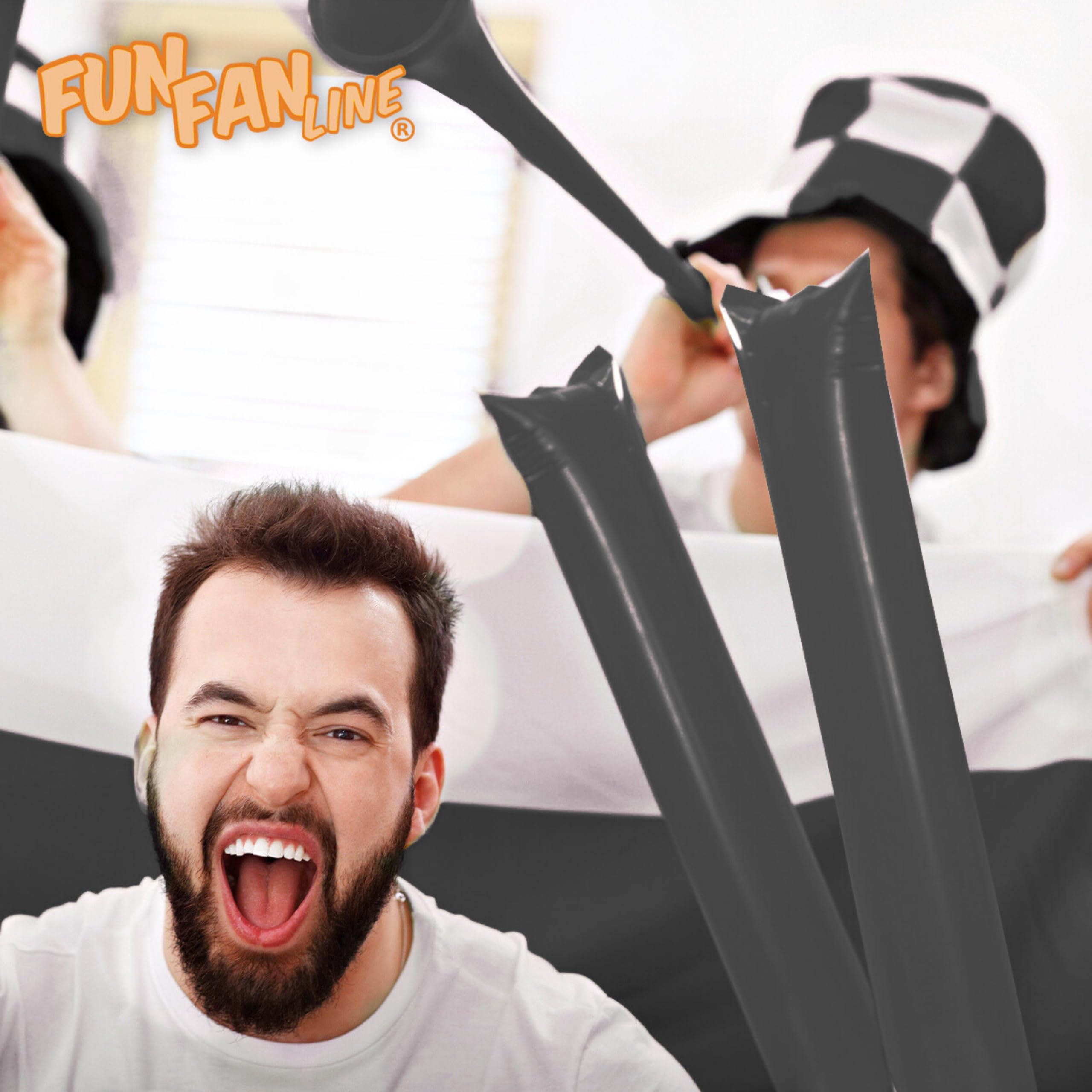 Lot 100 Paires Bâtons de Frappe Gonflables Réutilisables | Bâtons de Fête ou d'Animation Bruyants pour Événements Sportifs et Célébrations | Cotillons et Accessoires d'Ambiance (Noir)