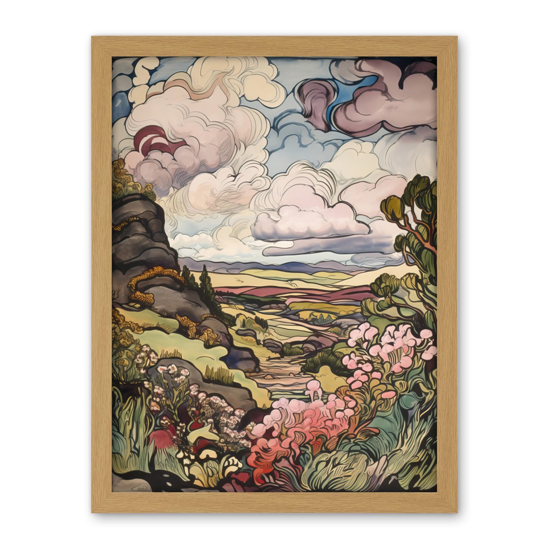 Artery8 A Wild Scottish Landscape on a Cloudy Day Artwork Framed Wall Art Print 18X24 Inch