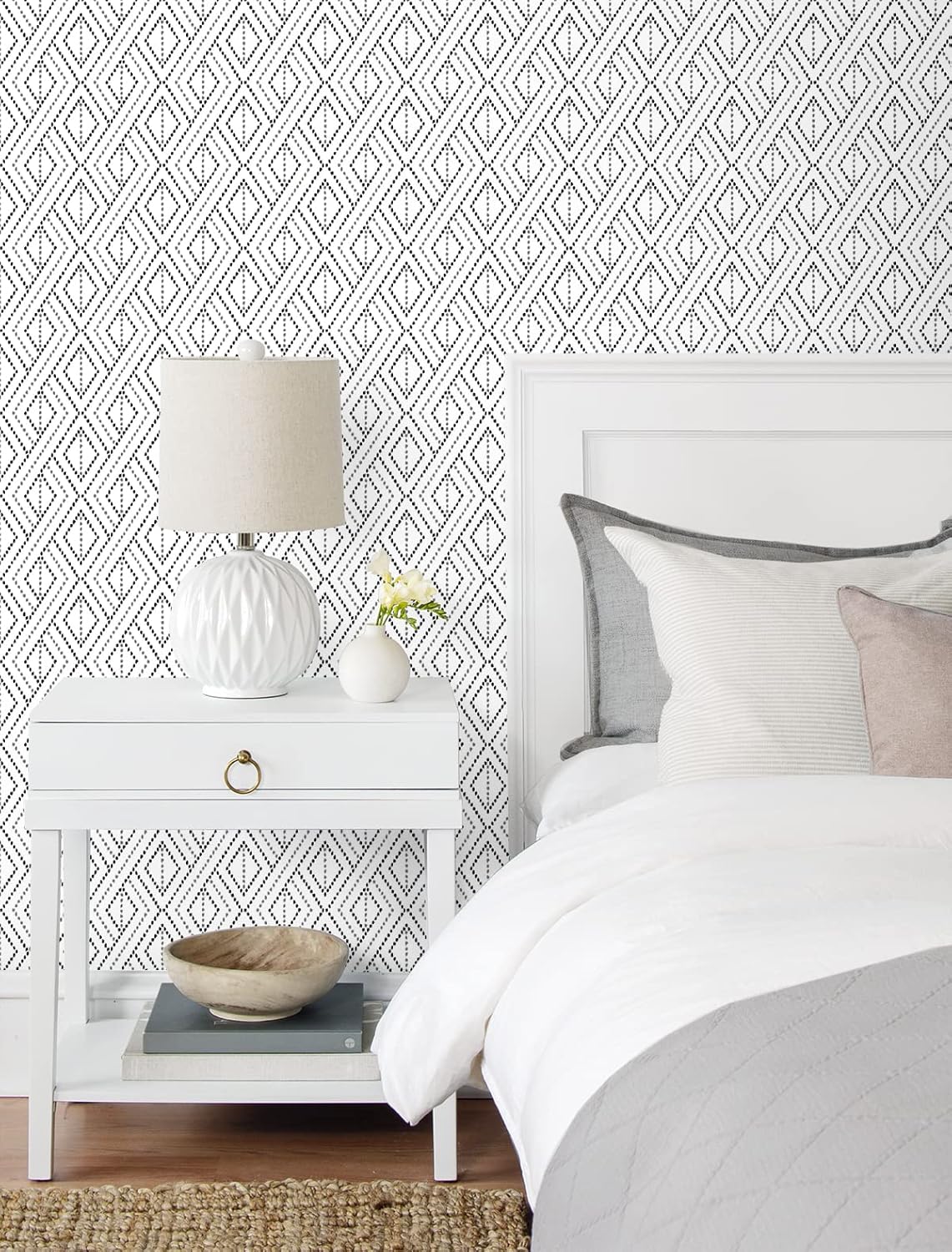 Lillian August NextWall Luxe Haven Boho Grid Peel and Stick Wallpaper (Alloy)