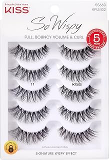 KISS So Wispy False Eyelashes 12mm - 5 Pairs Reusable Lash Clusters, Easy Apply Wispy Volume & Curl