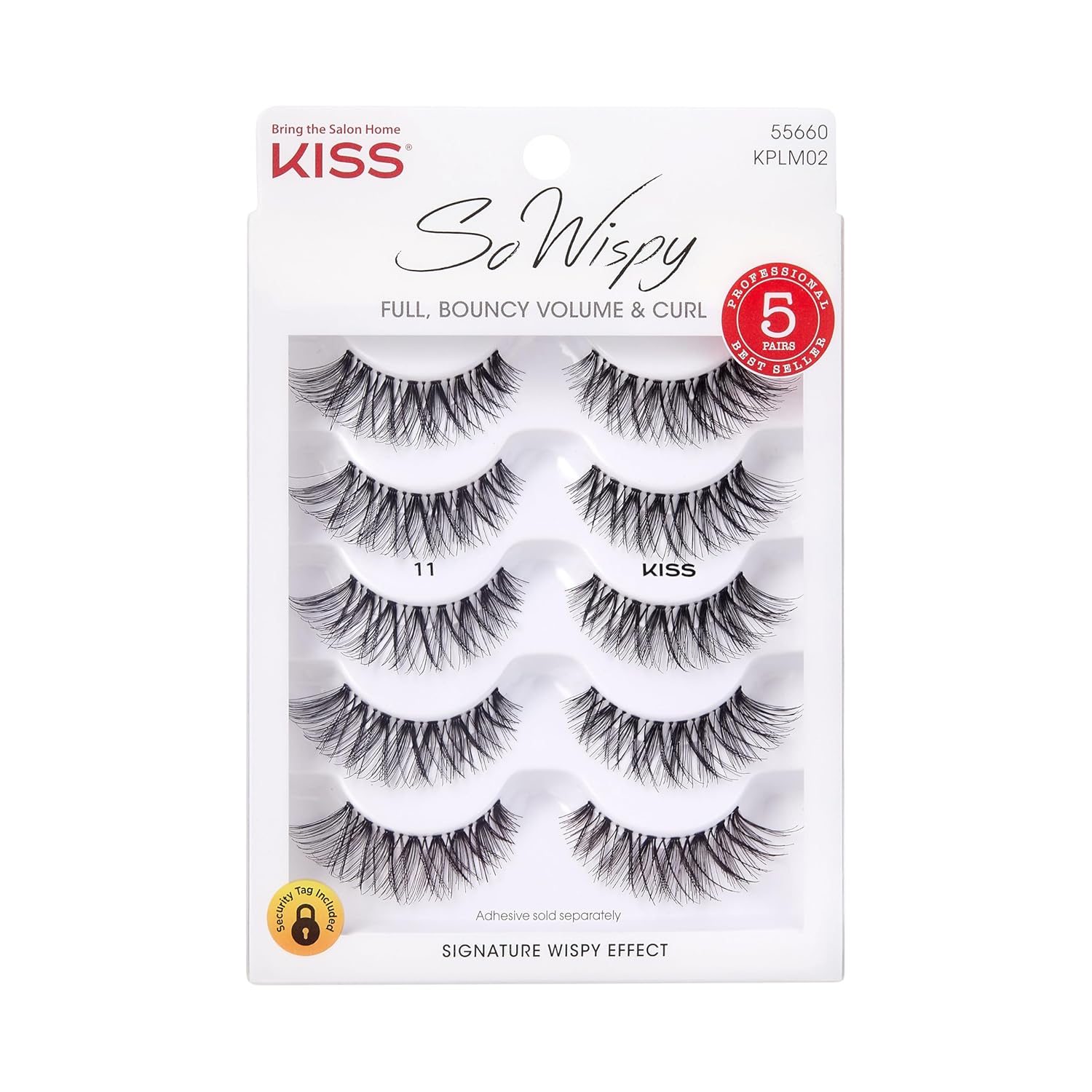 KISS So Wispy, False Eyelashes, ‘Style #11’, 12mm, Includes 5 Pairs Of Lashes, Easy to Apply, Reusable Lash Clusters
