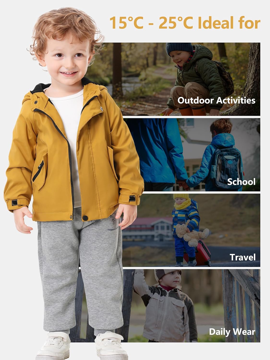 Volunboy Toddler Boys Hooded Fleece Lightweight Windbreaker Jackets Zip Up Windproof Fall Winter Hoodie Outerwear Coat - Image 5