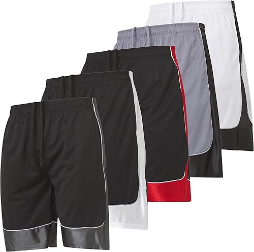 Ultra Performance Paquete de 5 pantalones cortos para hombre, pantalones cortos atléticos de gimnasio, pantalones cortos de baloncesto para hombres,