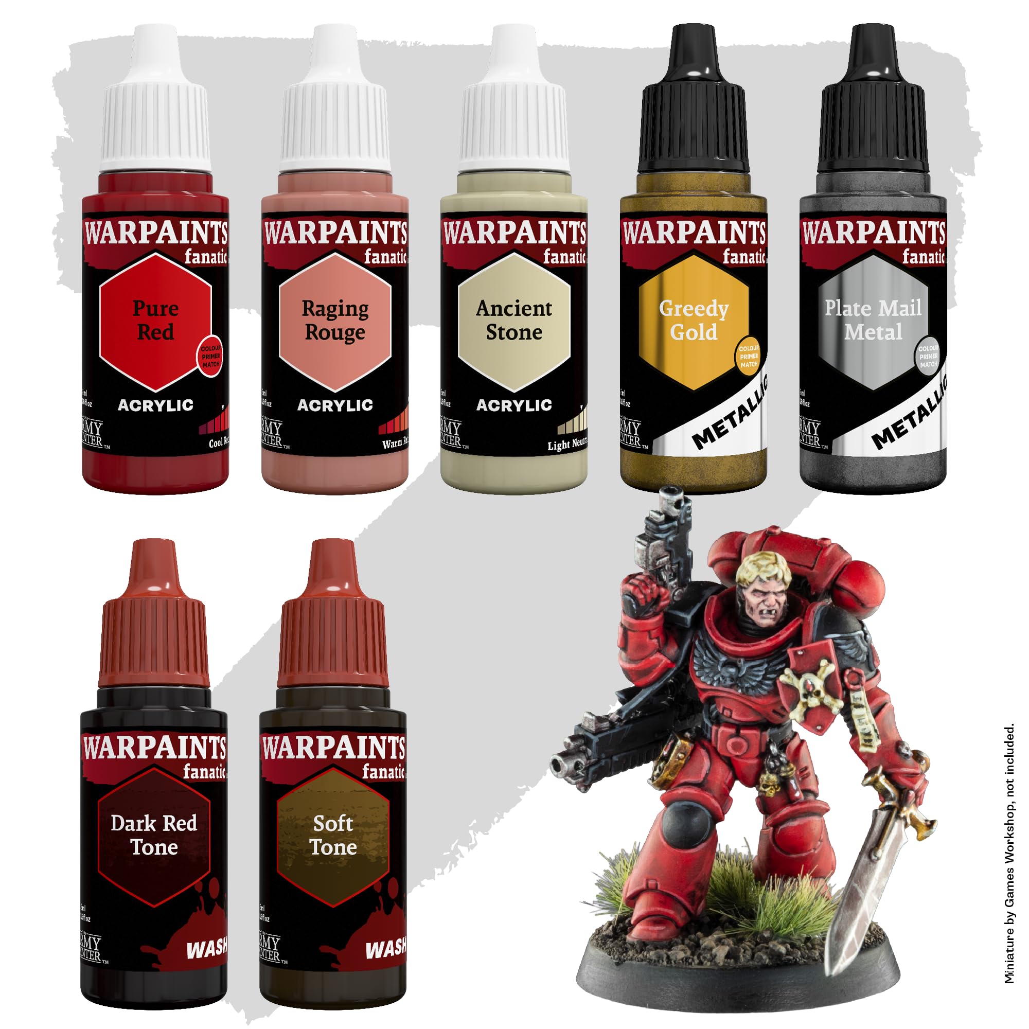 The Army Painter, Combat Se7ens: Crimson Relic Armour, 7 x 18 ml Warpaints Fanatic: 3 Acrylfarben, 2 Washes, 2 Metallic-Farben – Hochwertige Hobbyfarben, ideal für DnD- & Warhammer-Figuren