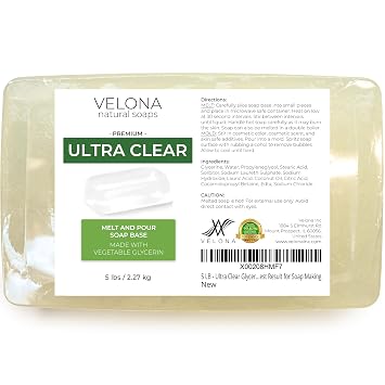 velona 5 LB - Ultra Clear Glycerin Soap Base Melt and Pour | Transparent Natural Bar for The Best Result for Soap Making