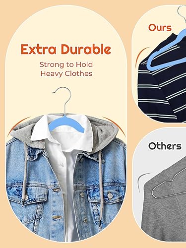 Miniatura 4 de HOUSE DAY Perchas de terciopelo para bebé, paquete de 50 perchas infantiles de alta calidad para ropa de bebés, bebés y niños pequeños, perchas de