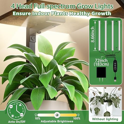Miniatura 5 de Soporte para plantas de interior con luces de crecimiento, estante para plantas de 48 pulgadas de alto para interiores, soportes de esquina de 7