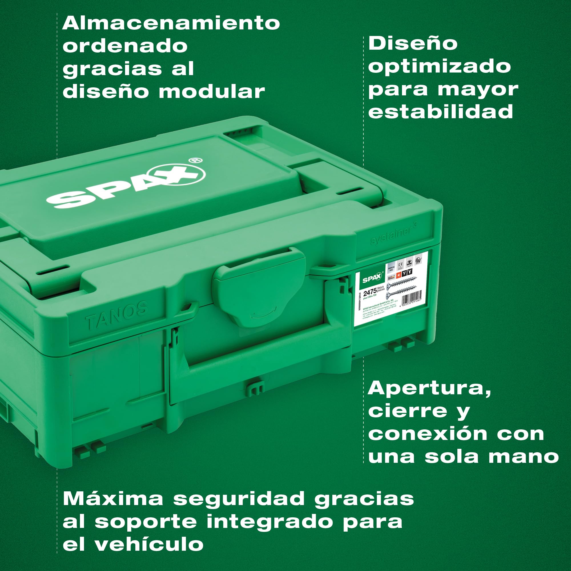 SPAX Maletín de montaje Systainer³ T-Loc - Juego de tornillos con 2.475 tornillos SPAX en 12 medidas, incl. 5 puntas T20 y guantes de trabajo, para artesanos y bricolaje – 8000000294624