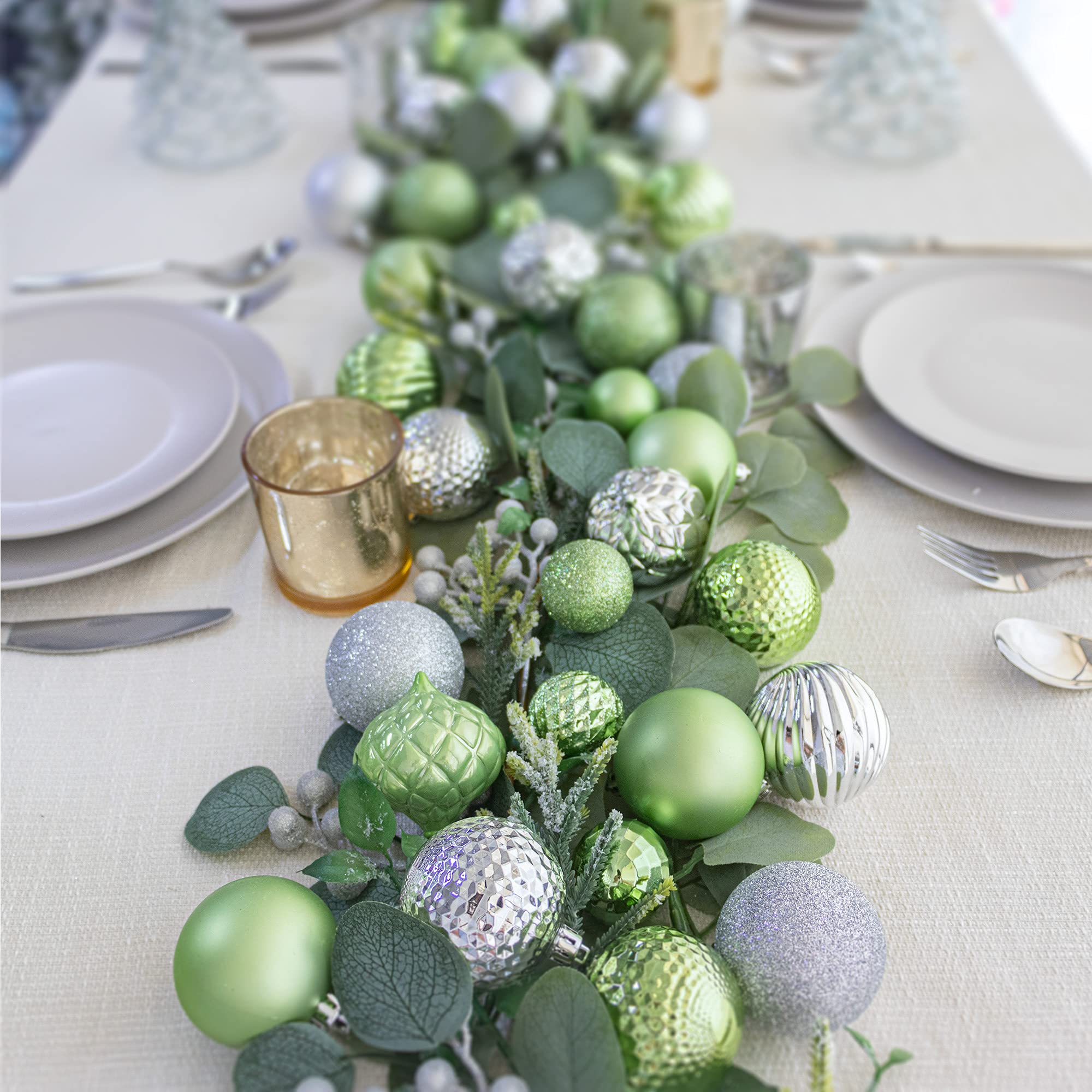 Art Beauty Light Green Christmas Baubles 60mm Christmas Tree Decoration Ornaments 30pcs Shatterproof Balls for Xmas Hanging Decorations Festival Holiday Decor - Image 3