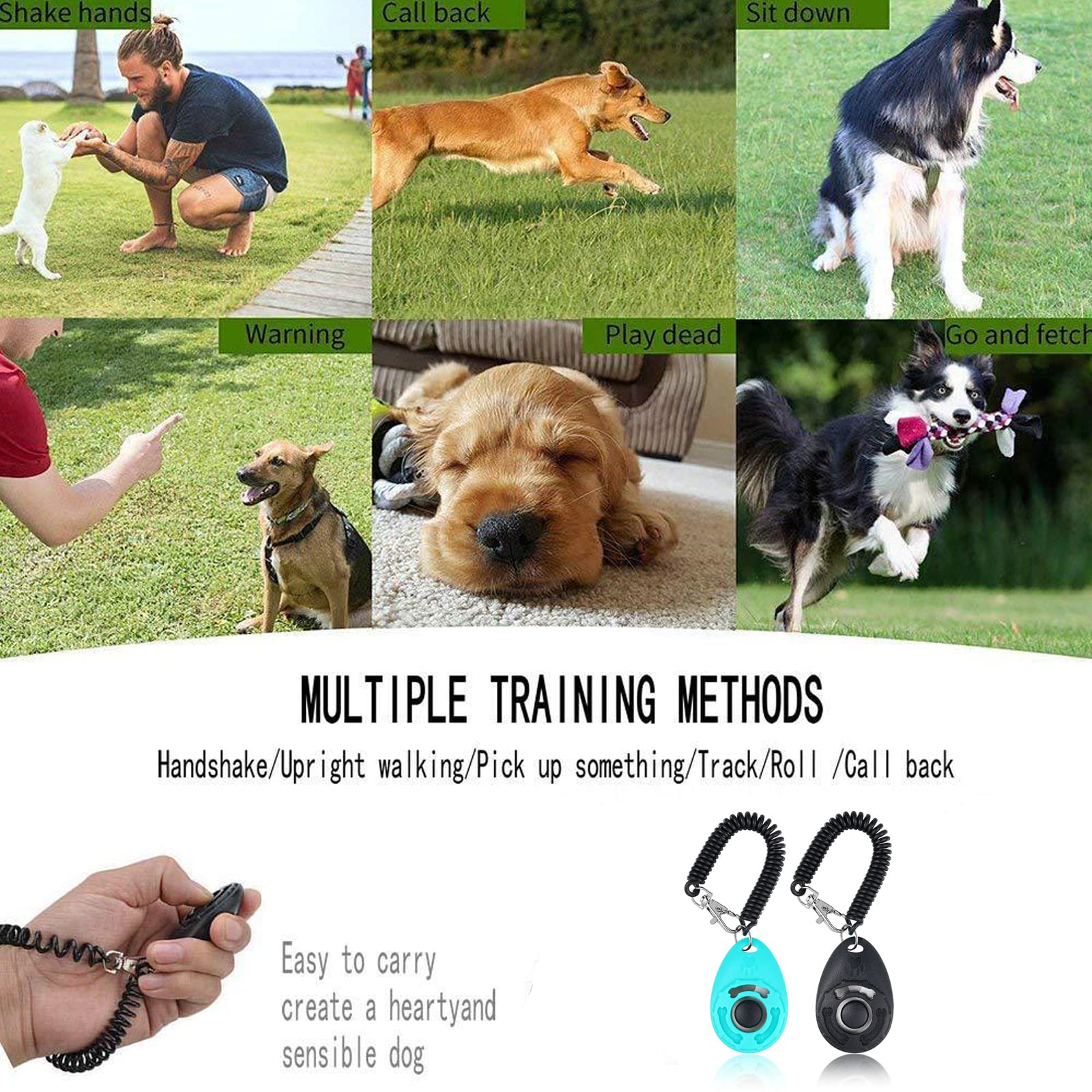 2 Pezzi Clicker per Cani, Formazione Clicker, Training Clicker, Clicker Professionale con Cinturino da Polso per Cane Gatto Cavallo
