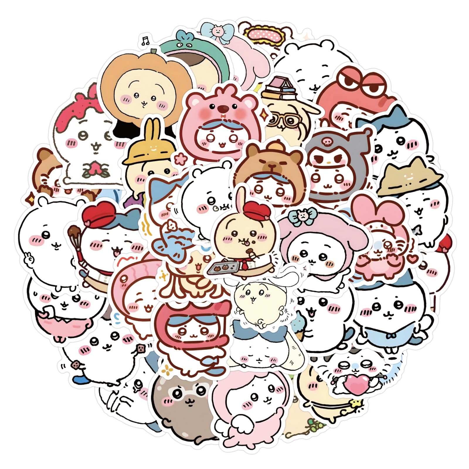 Generic 64pcs Cartoon Chiikawa Stickers Mixed Pack, Cartoon Characters Stickers Movie Decorative Sticker for Teens Adults Waterproof Sticker for Water Bottle Laptop (d)