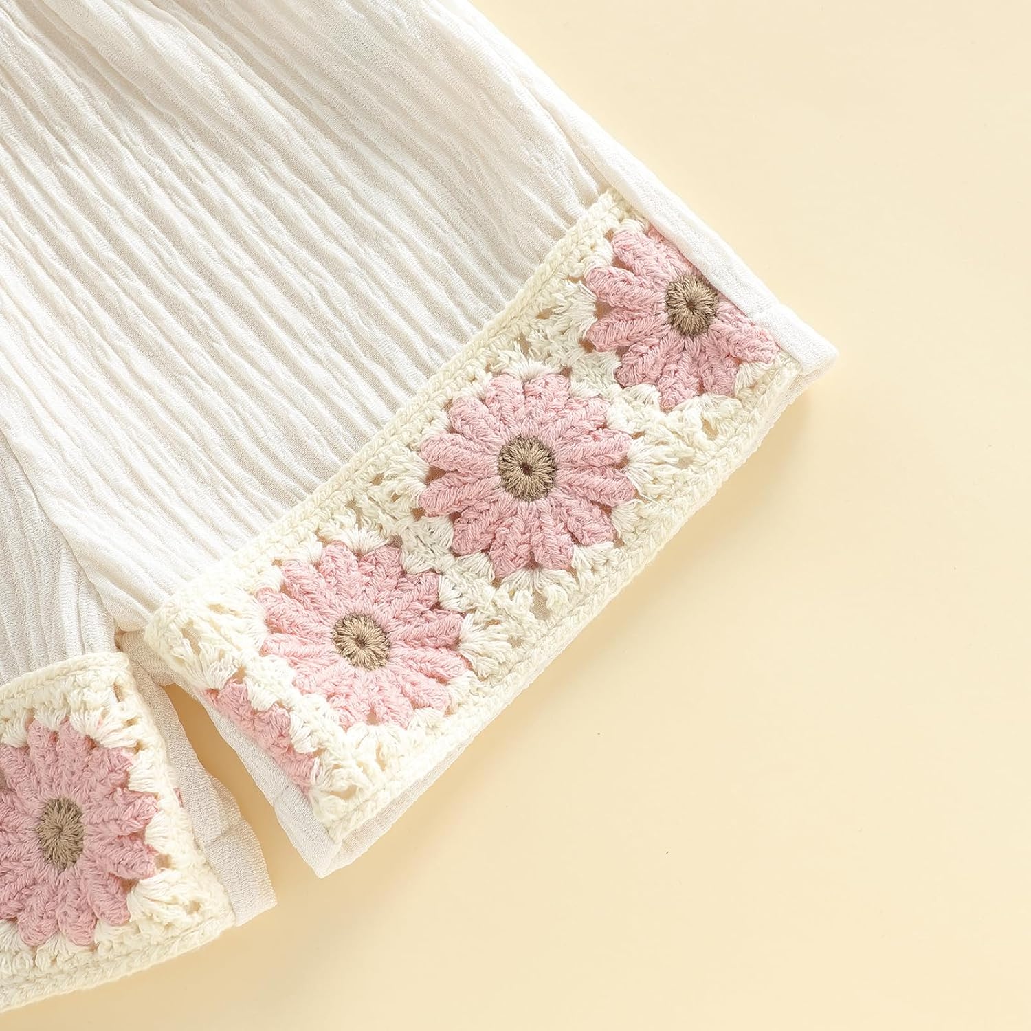 Baby Girl Summer Clothes Crochet Flower Sleeveless Tops and Shorts Sets Boho Beach Toddler Girls Outfits - Image 8