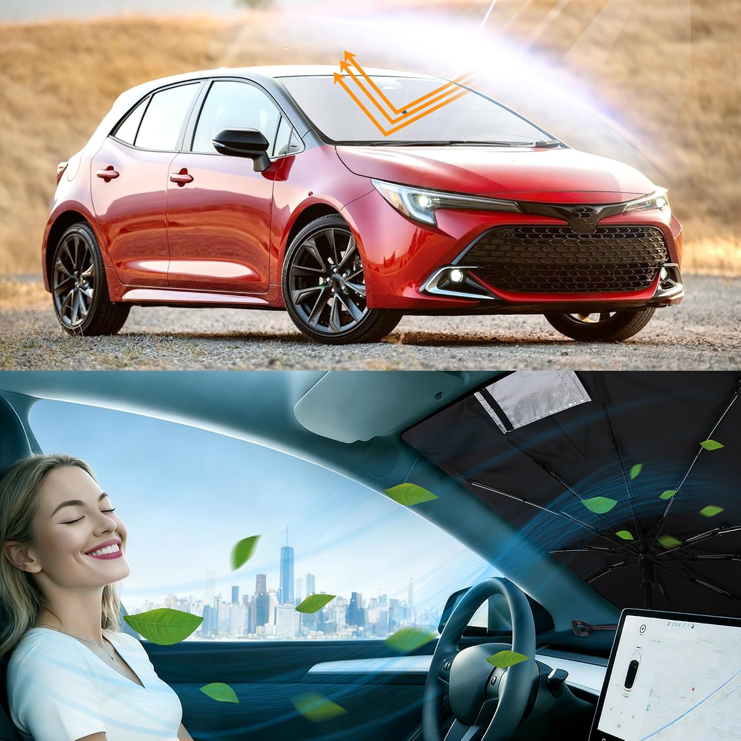 Windshield Sun Shade Umbrella Fit for 2020-2026 Toyota Corolla Accessories (Not for Corolla Cross) Window Sunshade Protect Car from Sun Rays