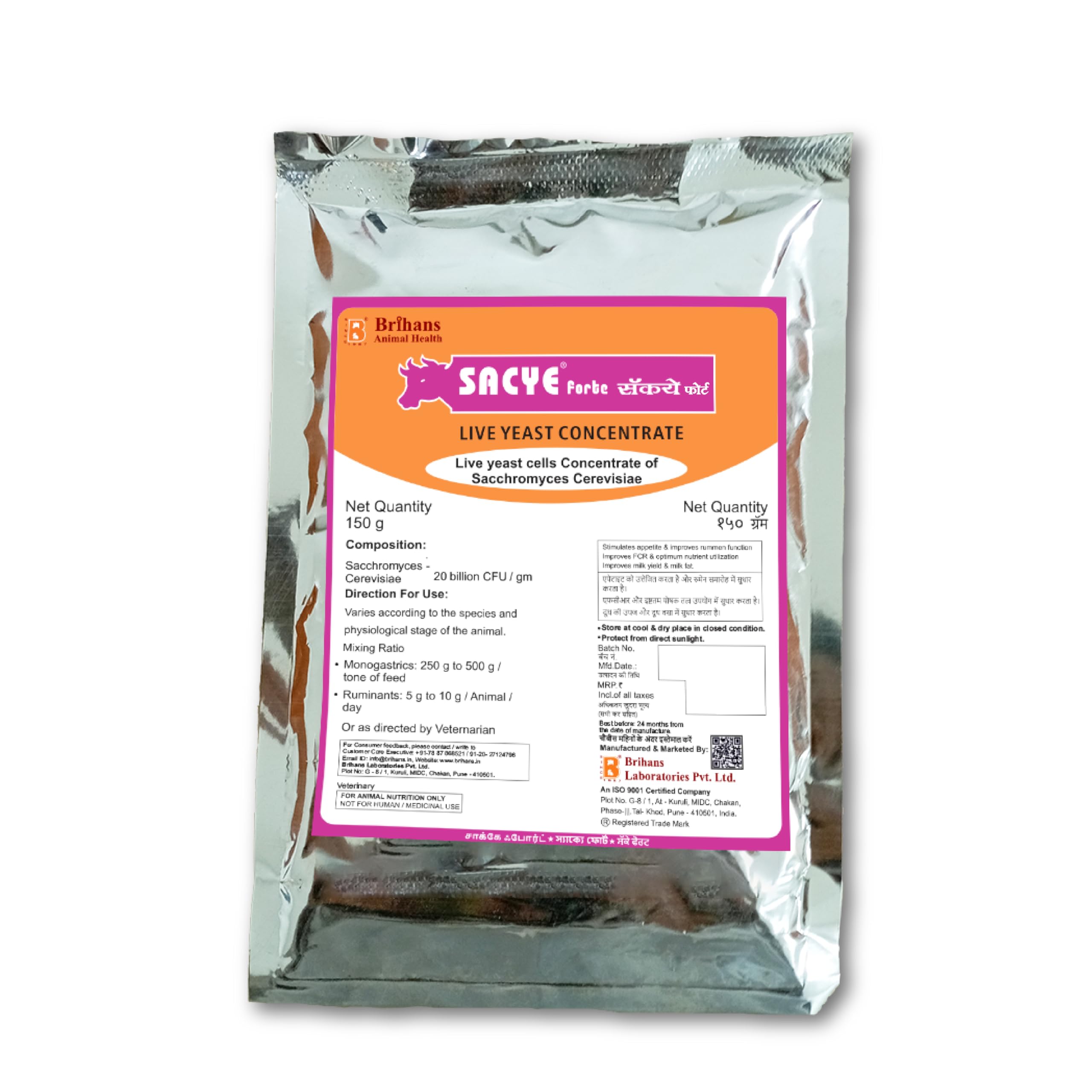 Brihans Animal Health's Sacye Forte | Appetite Stimulant Granula Feed Supplement of Thermos Stable Concentrate | for Poultry, Cattle, Cow, Horse & Animals Farm | 150gm