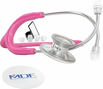 MDF Acoustica Lightweight Stethoscope, Dual Head, Fuchsia Tube, Silver Chestpiece-Headset, MDF747XP32