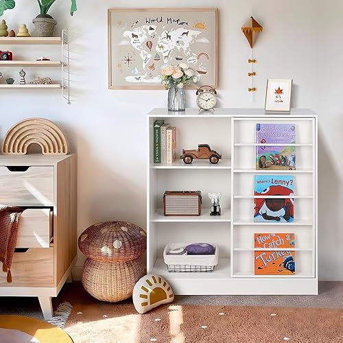 Miniatura 2 de Cowiewie Organizadores y almacenamiento de juguetes, estantería infantil de 5 secciones para organizar libros, juguetes, armario de almacenamiento