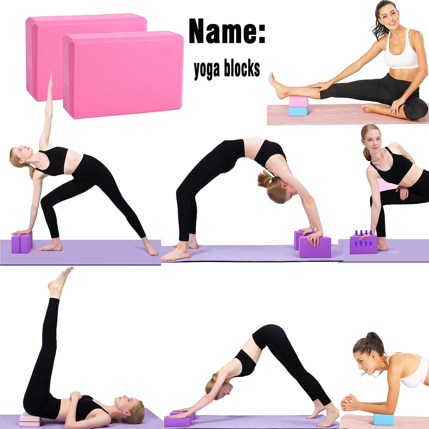 keefee 11 pcs Yoga Starter Sets,Yoga Accessories Kit for Beginners,Yoga Essentials Equipment Kit Include Fitness Yoga Pilates Ring Wheel Stretch Belt Yoga Foam Blocks Strap and Socks (Pink) : Sports & Outdoors