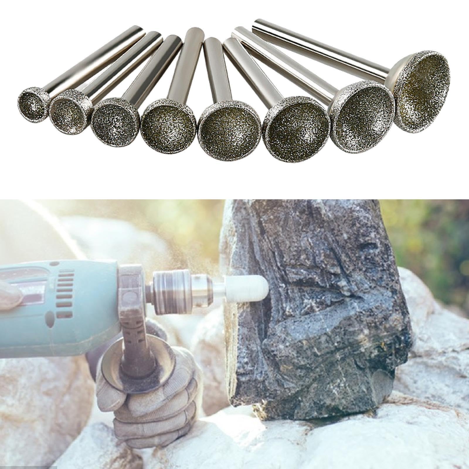 Schleiffrässtift-Set, 6 mm Schaft, für Drehwerkzeuge, 10–25 mm Durchmesser, für Stein-DIY-Schmuckherstellung, Keramik, Schnitzerei, 8-teilig