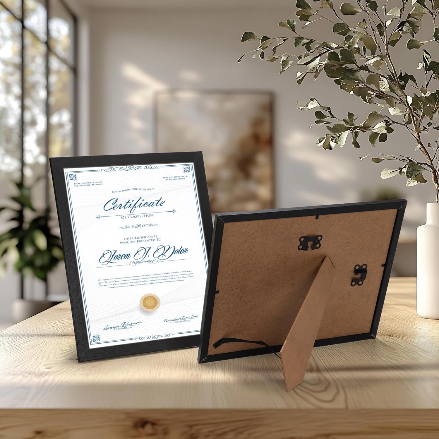 PETAFLOP Bulk 8.5 x 11 Picture Frame Set of 18, Black Certificate Document Frames for Wall Tabletop Vertically and Horizontally