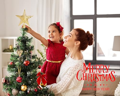 Miniatura 4 de Decoración de árbol de Navidad de 12.2 pulgadas con estrella LED, decoración de Navidad (plateado)