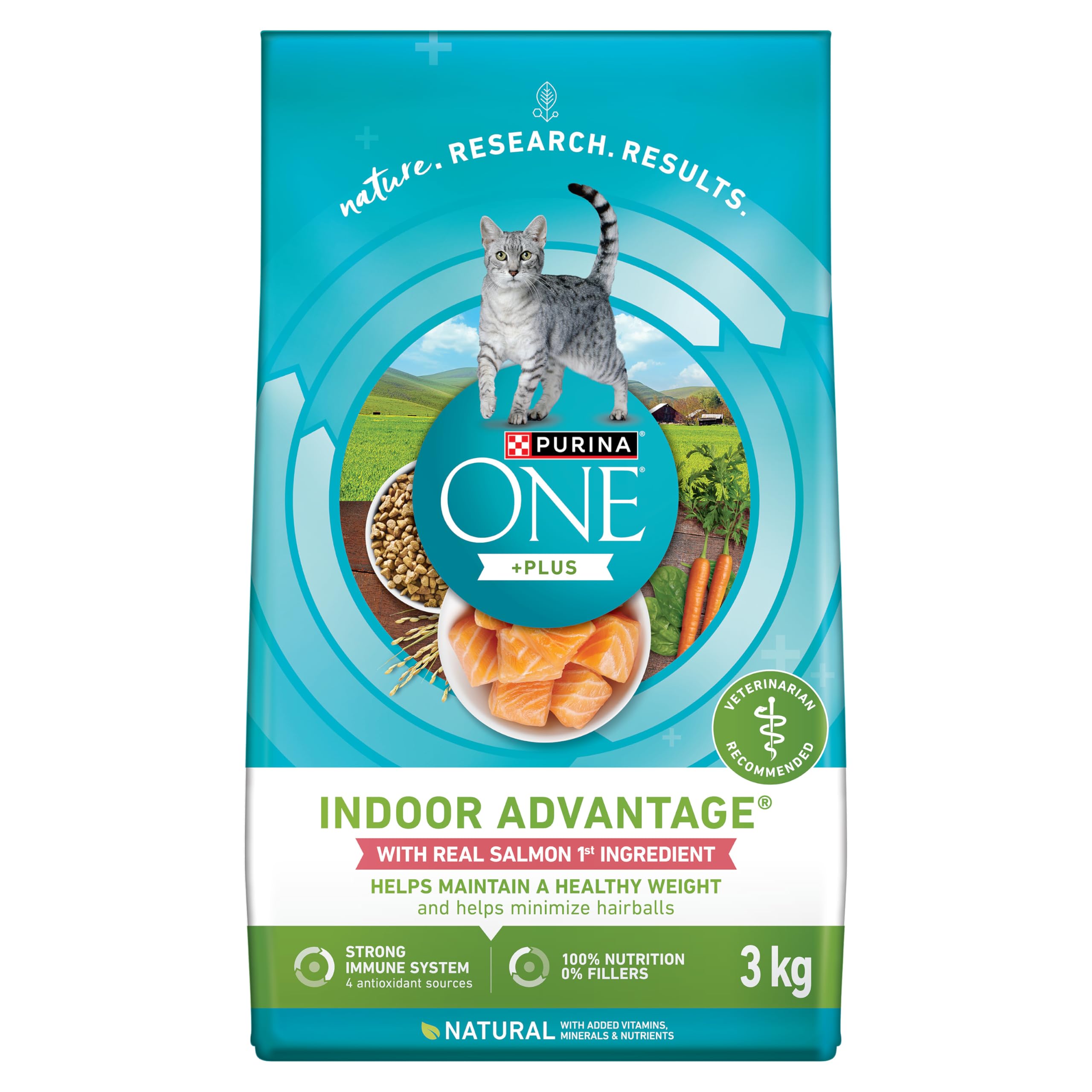 Purina ONE +Plus Dry Cat Food, Indoor Advantage Salmon - 3 kg Bag image 4