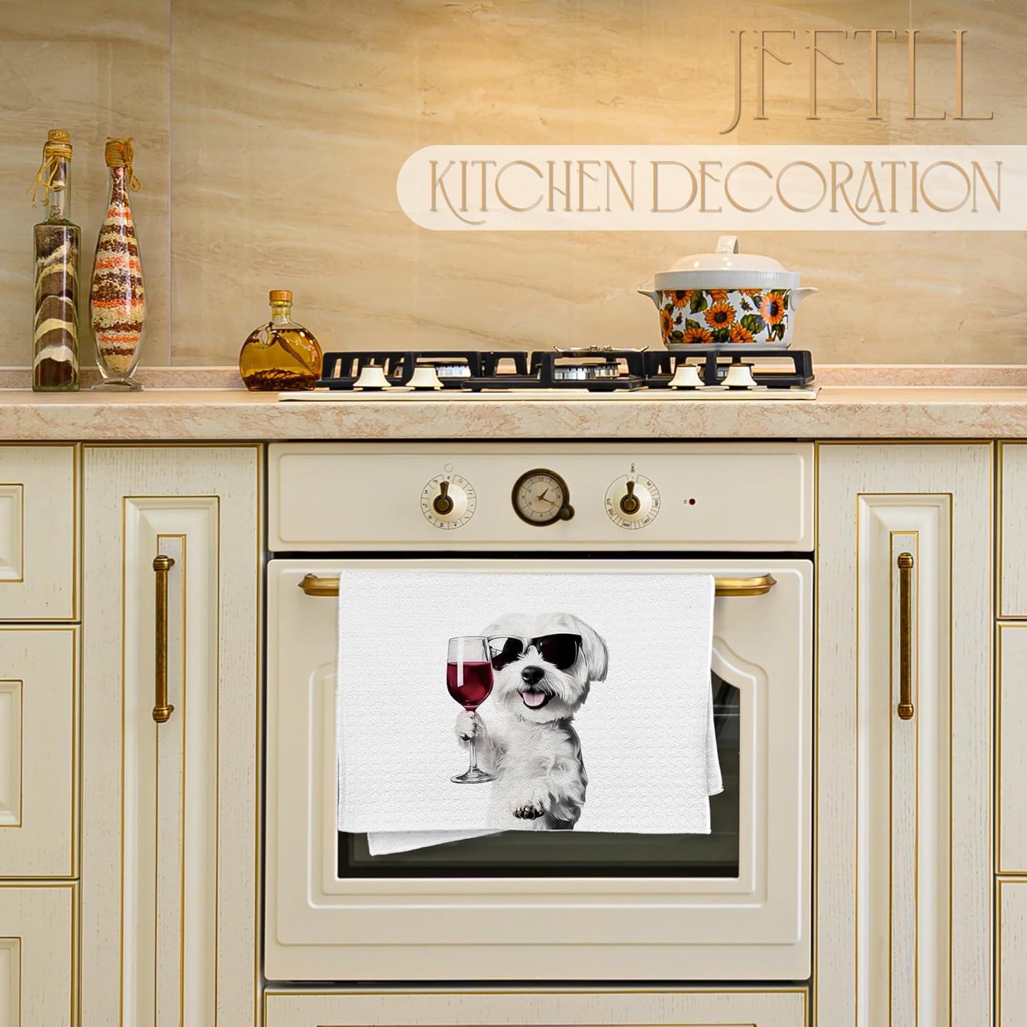 Funny Maltese Dog Kitchen Towels, Maltese Gifts Dish Tea Towels for Home Bar Kitchen, Dog Lovers Gifts, Wine Lover Gifts, Funny Hand Towels for Bathroom, 16x24 Inch - Image 3