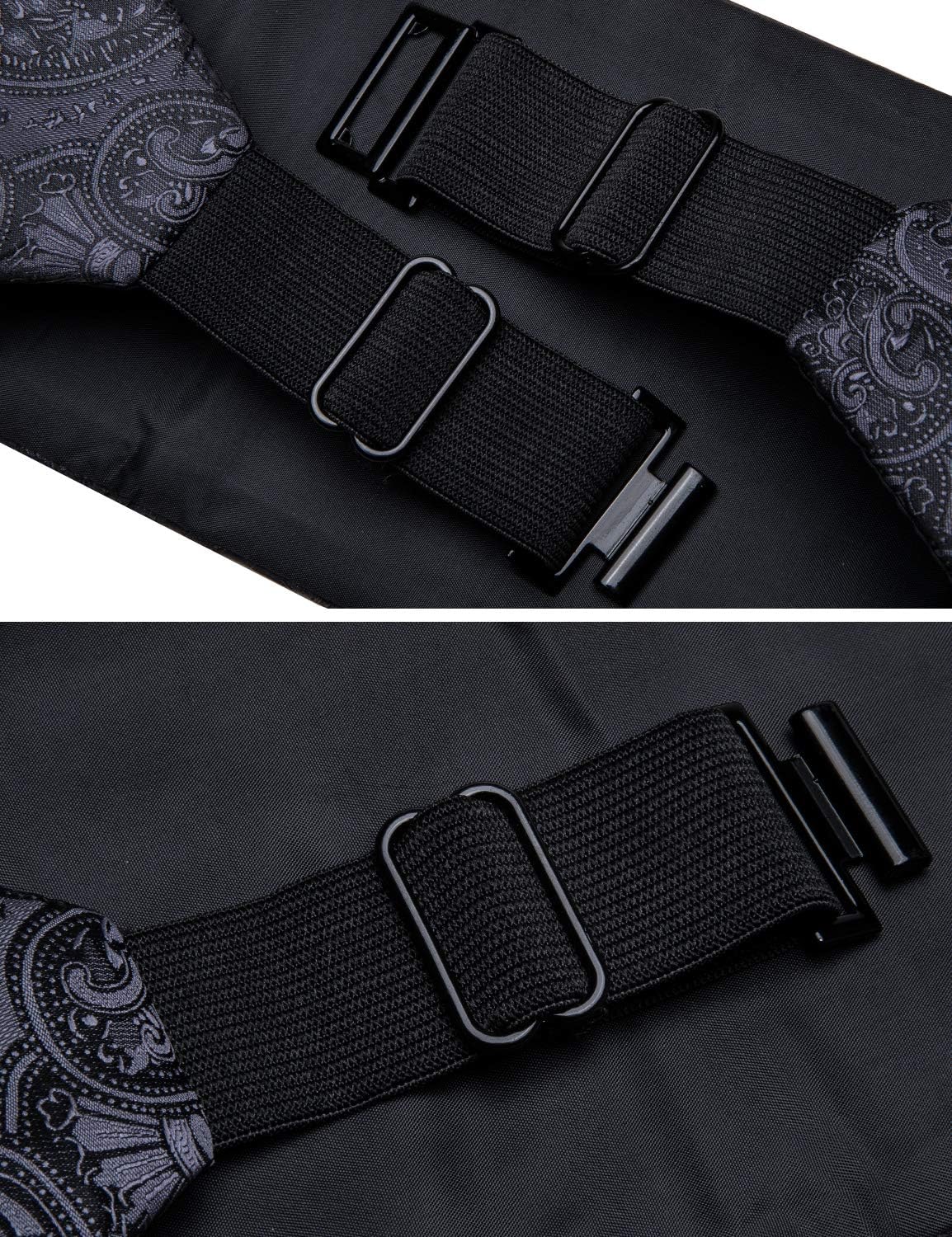 YOHOWA Men Cummerbund Bow Tie Set Silk Paisley Formal Pre-Tied Bowtie Pocket Square Cufflinks Wedding Party Prom - Image 4