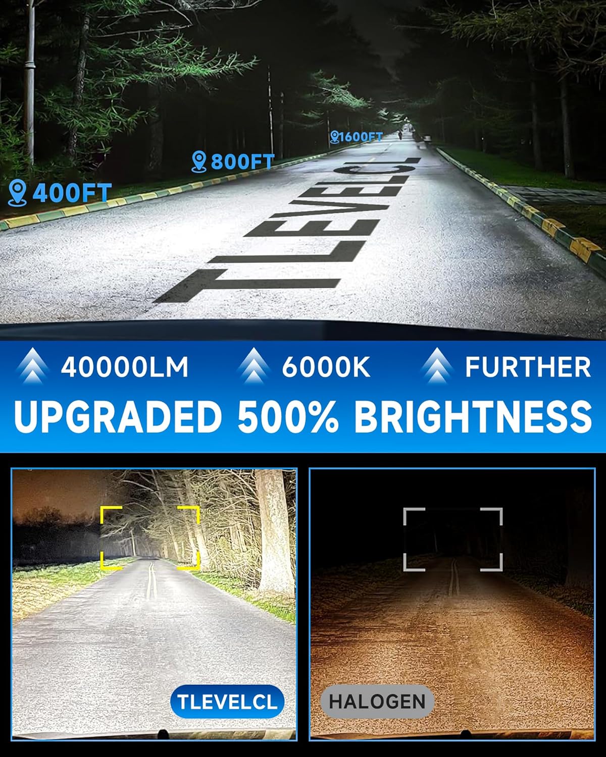 Compatible with 2020-2022 Jeep Gladiator Fog Light Bulbs, High/Low Beam Fog Light Bulbs Combo, 600% Brightness, 6000K White and 3000K Yellow, Pack of 4