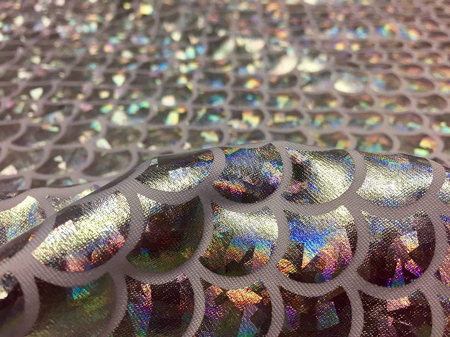 LushFabric Mermaid Scale Print Fabric Fish Tale Scales Foil, 2 Way Stretch Material Lycra Spandex, Bikini, Costume, Dress - Image 4
