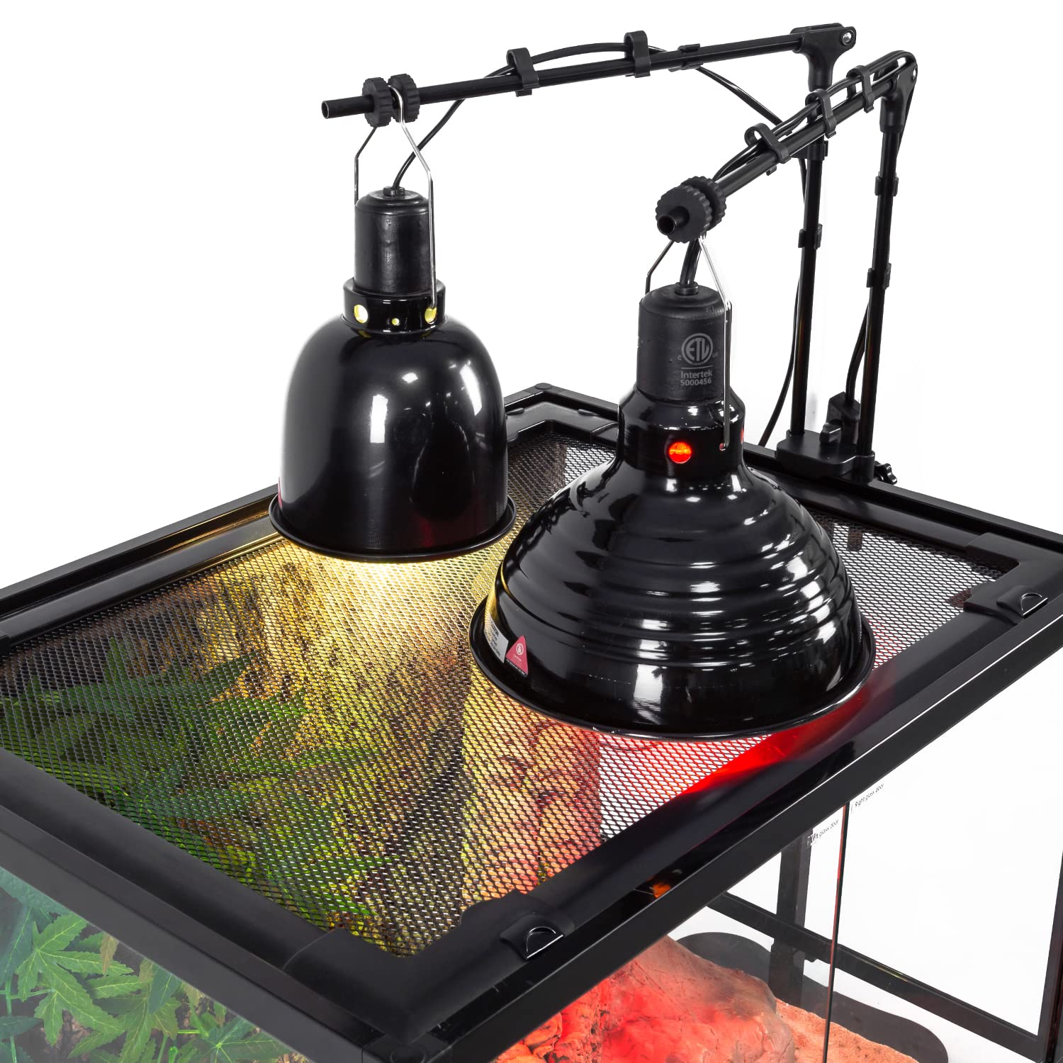 REPTI ZOO Rettile Doppio Supporto Della Lampada Regolabile Supporto Della Lampada Staffa Appesa Supporto Metallo per Rettile Vetro Terrario Riscaldamento Luce Anfibi Gabbia