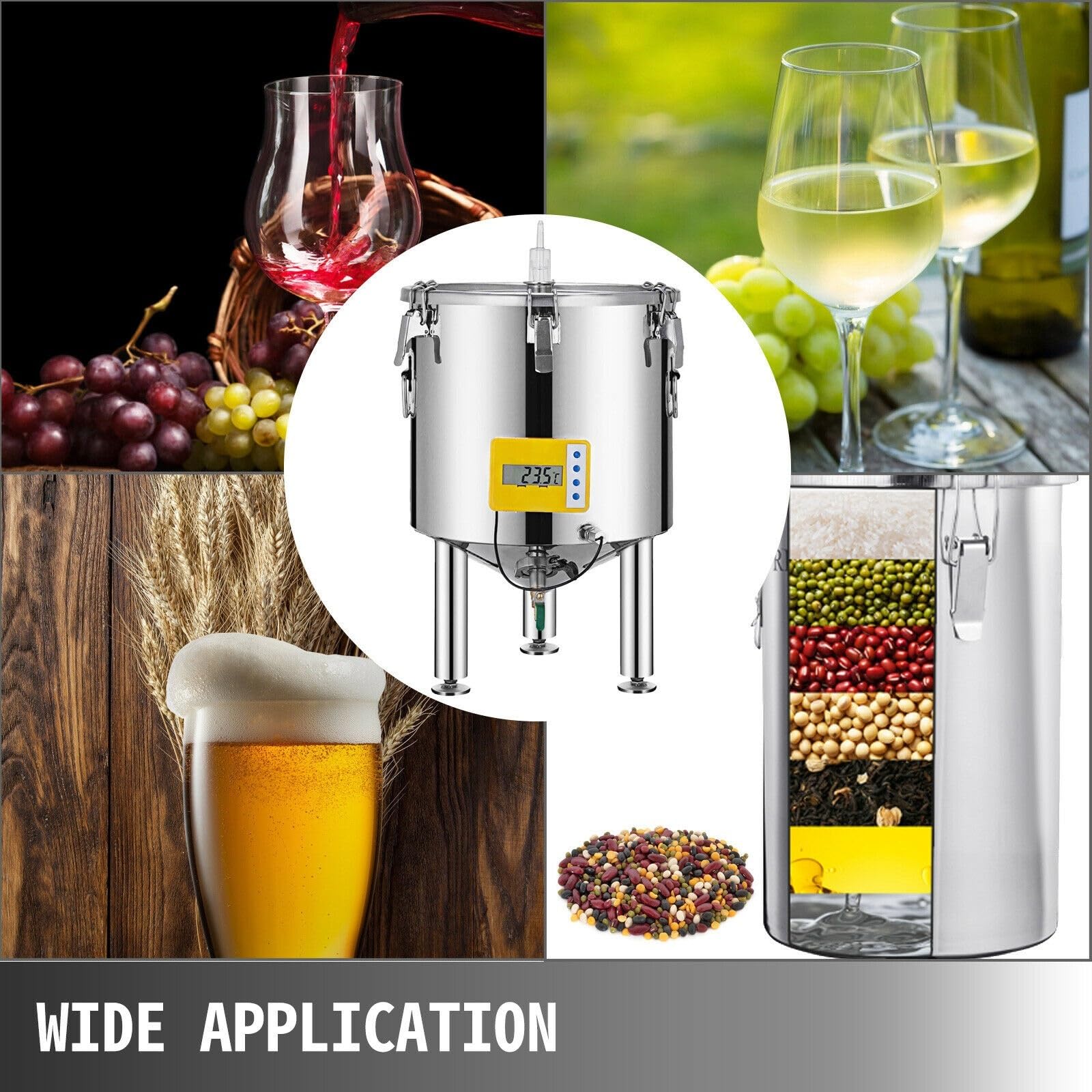Cubo for fermentador de cerveza, acero inoxidable 304, 15L-50L, bote vino alto sellado for bebidas, elaboración lácteos, promoción la fermentación,Alta Estabilidad(26L)