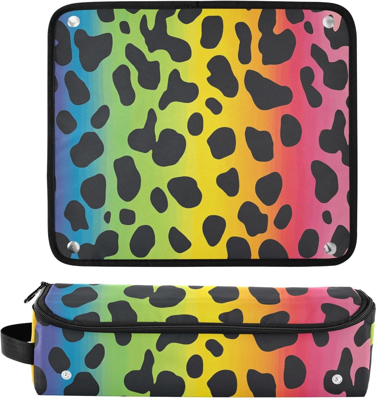 Hair Tools Travel Bag with Heat Resistant Mat Waterproof Hair Tools Travel Organizer for Straigheners Curling Iron Dryer Chic Rainbow Leopard Print Accessories Organizer que necesito para