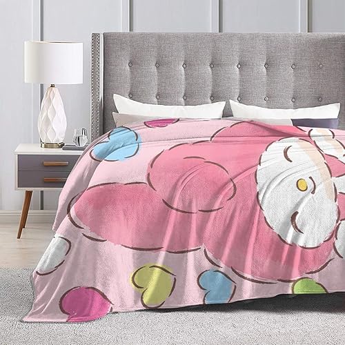 Miniatura 8 de Soft My Bunny Kawaii Melodys - Manta fina para sofá, cama, sofá, silla, siesta, camping, cálida y acogedora, manta ligera de felpa, regalo para