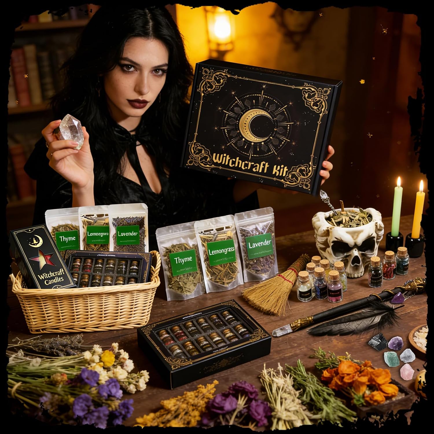 Rileryan 69 PCS Witchcraft Supplies Kit Wiccan Altar Supplies and Tools image 5
