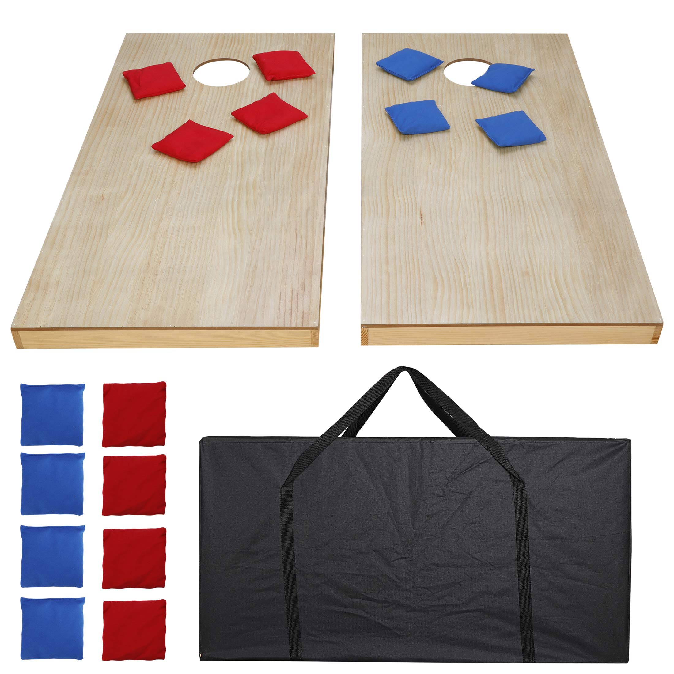 ZenStyle 4' x 2'/ 3' x 2' Solid Wood Premium Bean Bag Toss Cornhole Game Board Playset Backyard Portable (4FT*2FT)