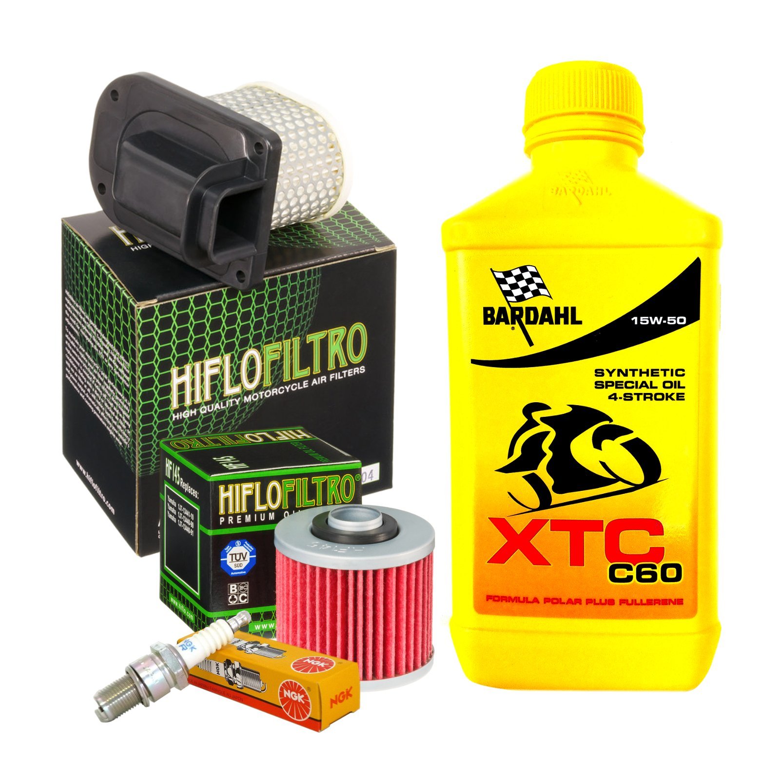 Kit de mantenimiento Bardahl XTC 15W50 filtro aceite aire bujías XTZ 750 Super Tenere