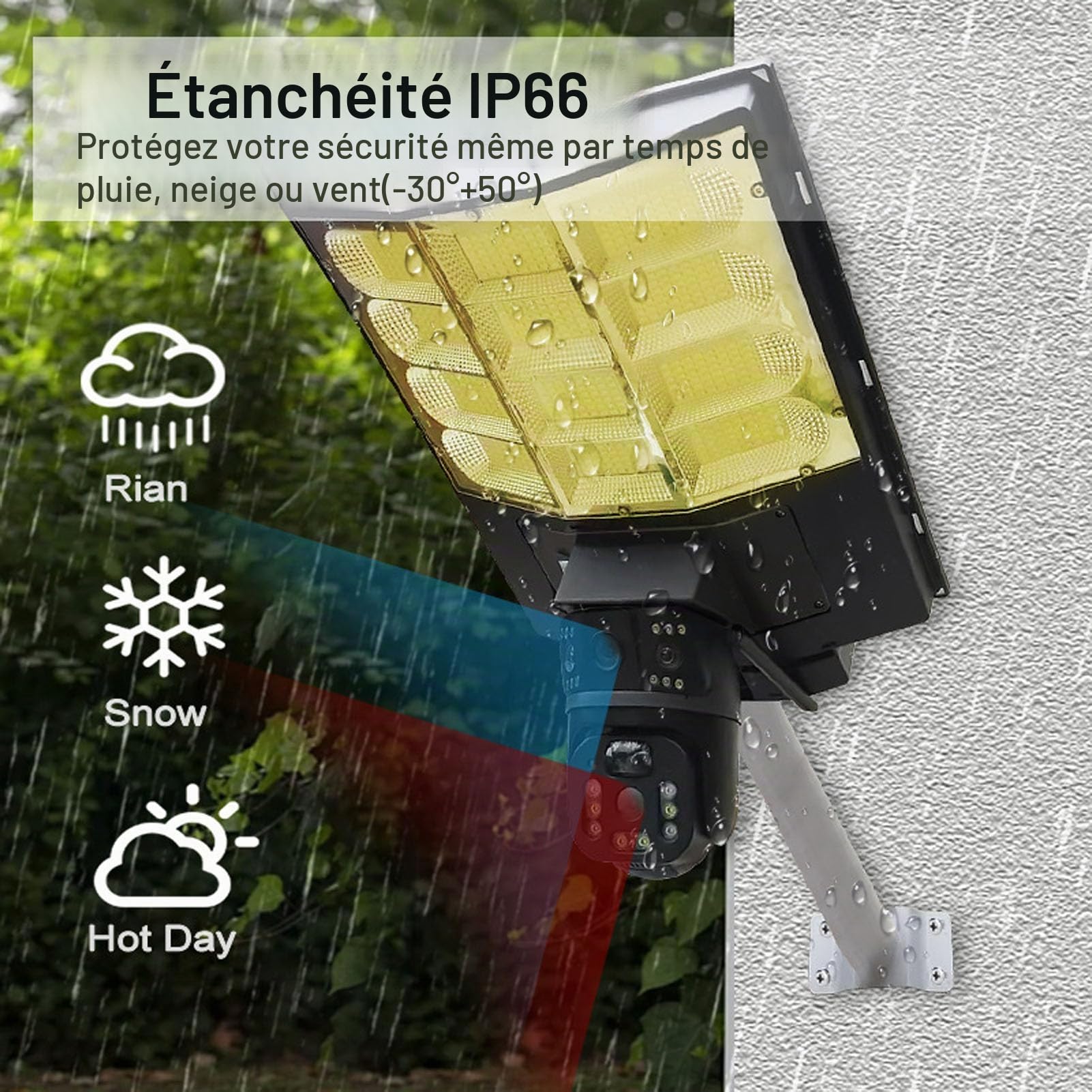 VBESTLIFE Caméra de sécurité pour Lampadaire Solaire 2 en 1 pour L'extérieur, Double Objectif Full HD 1080P, Connexion 4G, Détection Humaine, Audio Bidirectionnel, étanche à l'eau