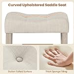 Giantex 24" Bar Stools Set of 2, Upholstered Counter Height Saddle Bar Stools with Footrest and Wood Legs, Farmhouse Button Tufted Backless Barstools for Kitchen Island, Dining Room, Cafe, Beige