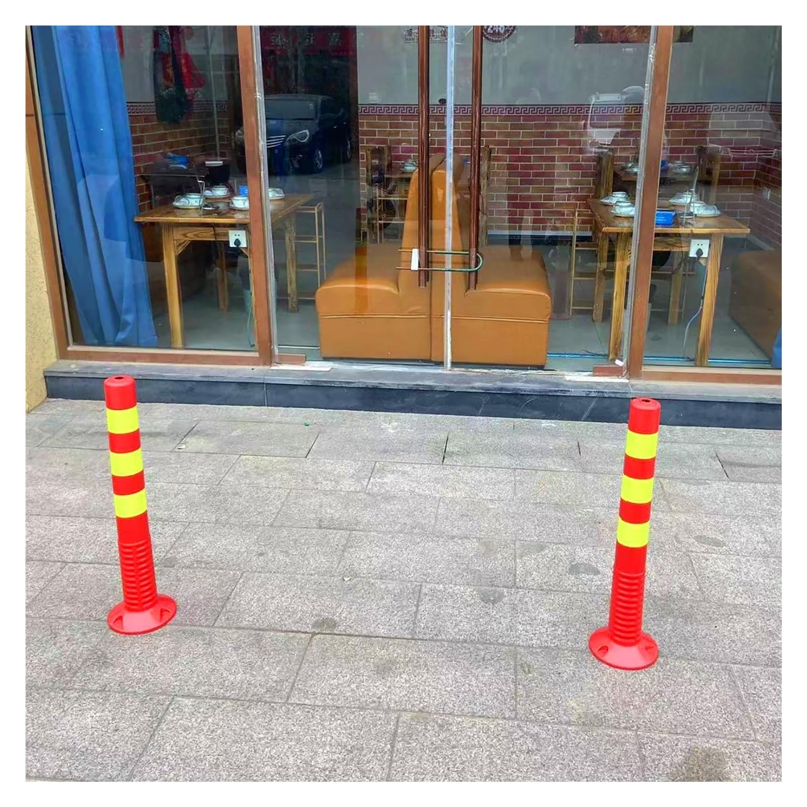 SGKOMN Reflective Traffic Safety Cones, Flexible 2-20 Pack Parking Barriers, Durable Plastic Caution Bollard Posts for Driveways, Commercial Use, Enhanced Visibility, 2 Pack
