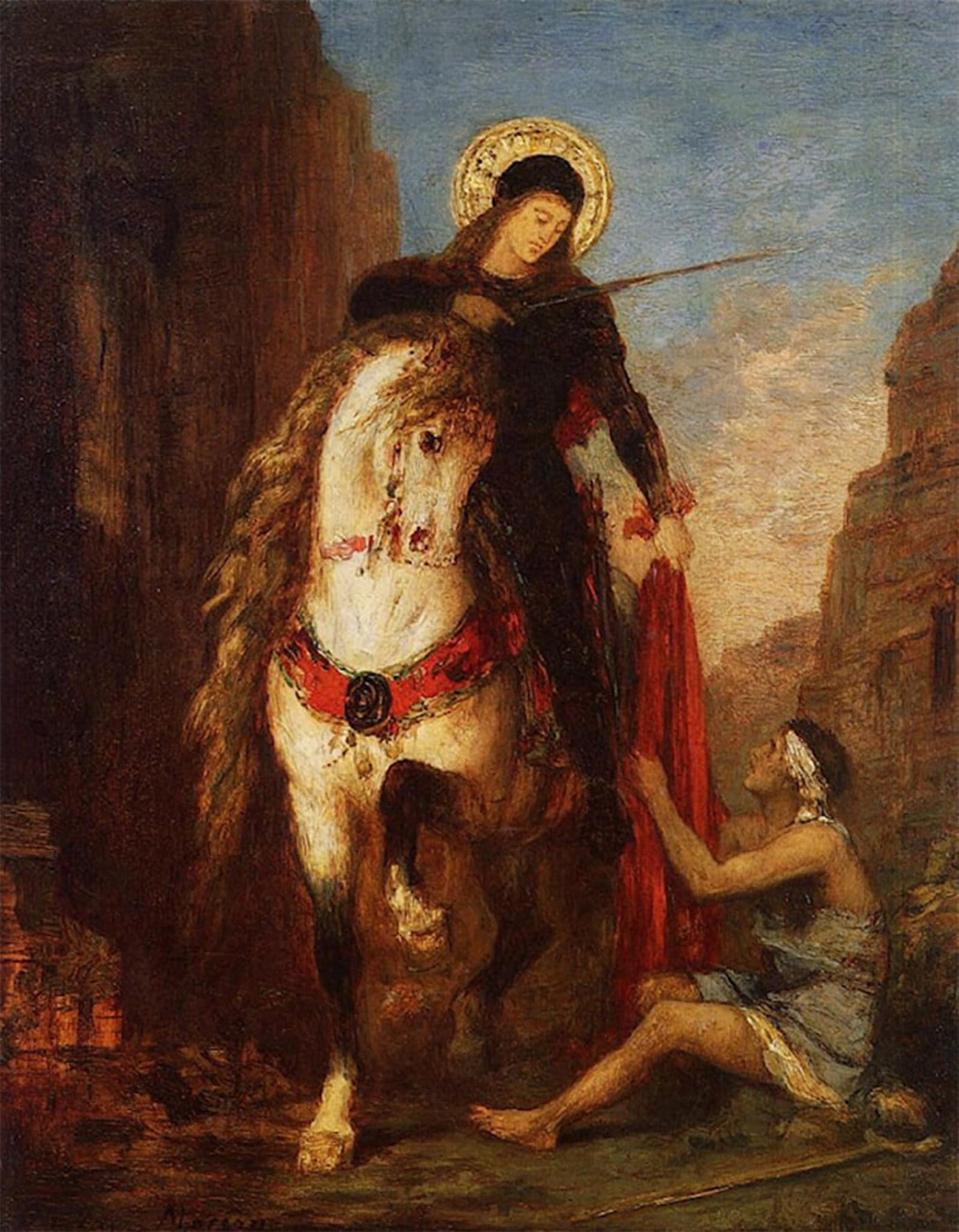 Pintura Lienzo Il Santo e Il Mendicante Gustave Moreau Arte de Pared para Oficina 60x90cm 5