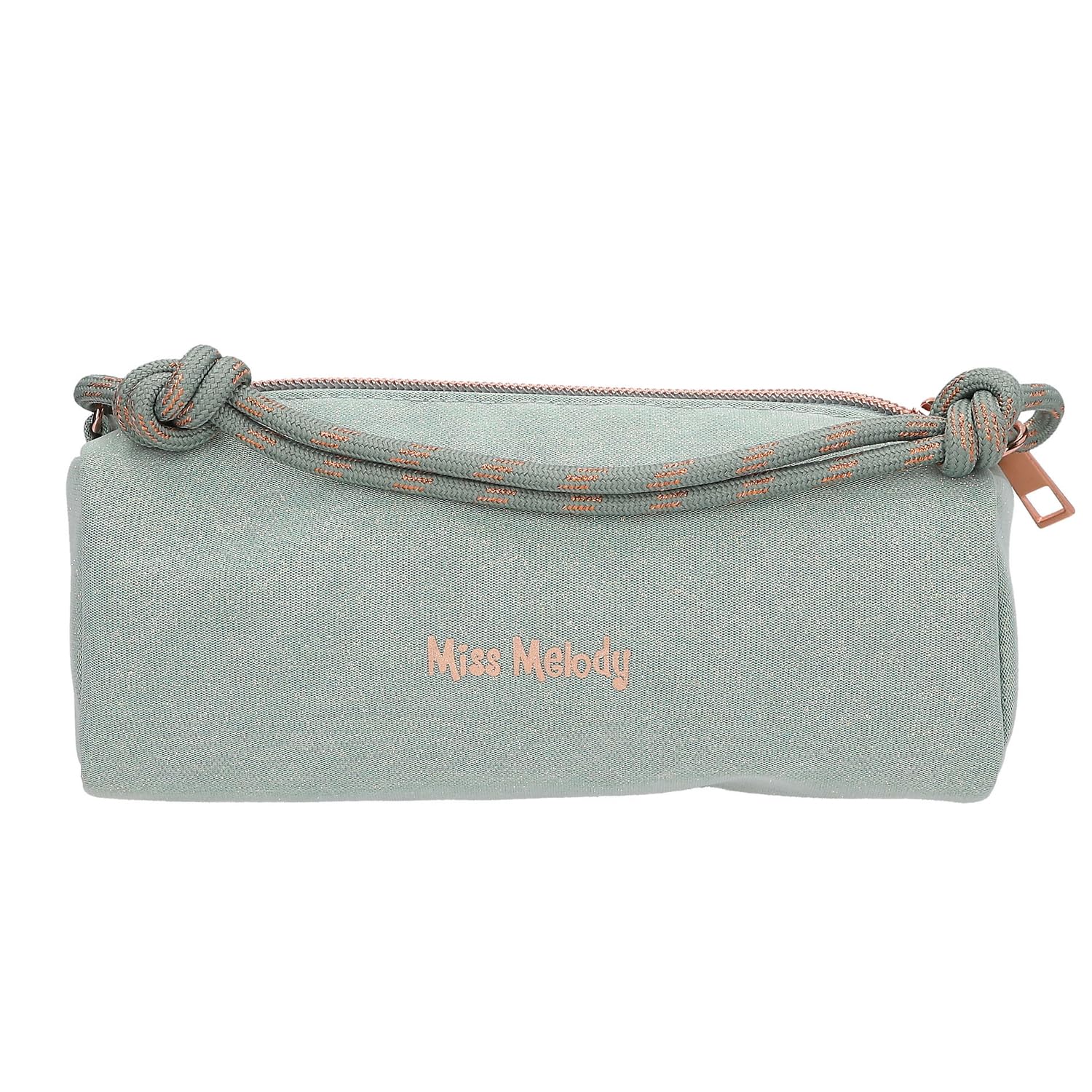 Depesche Miss Melody Romantic Fields 13404 Trousse à Crayons avec Cordon de Serrage Motif Cheval, Fleurs et Paillettes Vert et Rose
