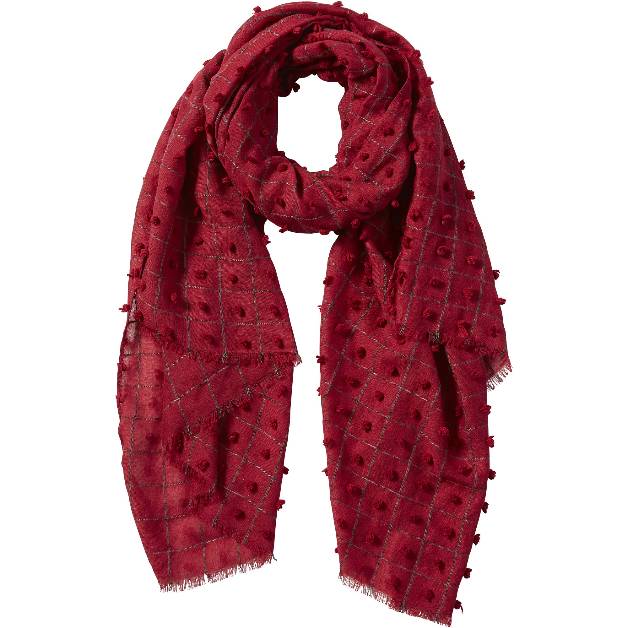 Hadley Wren Women's Garnet Tickled Pink Knotted Squares Scarf, 75 X 37
