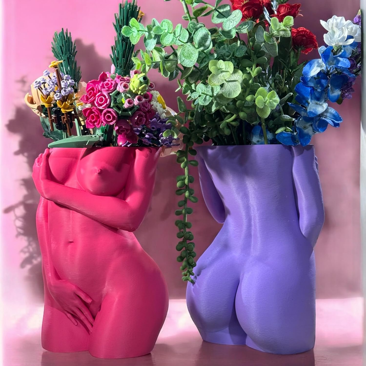 Female Body vase Planter Pot Bridesmaid Gift Erotic Flower Pot Plant Lovers Gift Body Positive Pot Woman vase (Large) (Hot Pink)