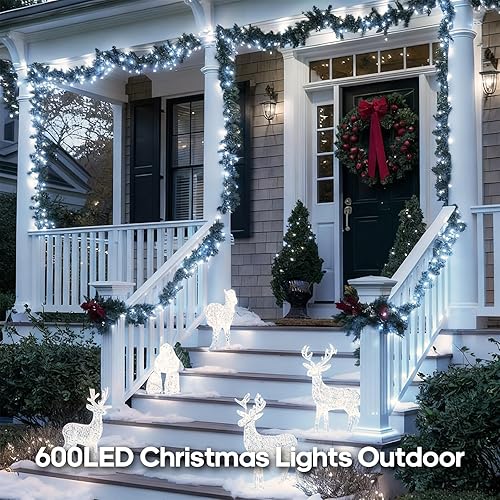 Miniatura 10 de Guirnalda de 300 luces LED, 128 pies, impermeables, luces de Navidad, 8 modos de parpadeo, para interiores y exteriores, enchufe para dormitorio,