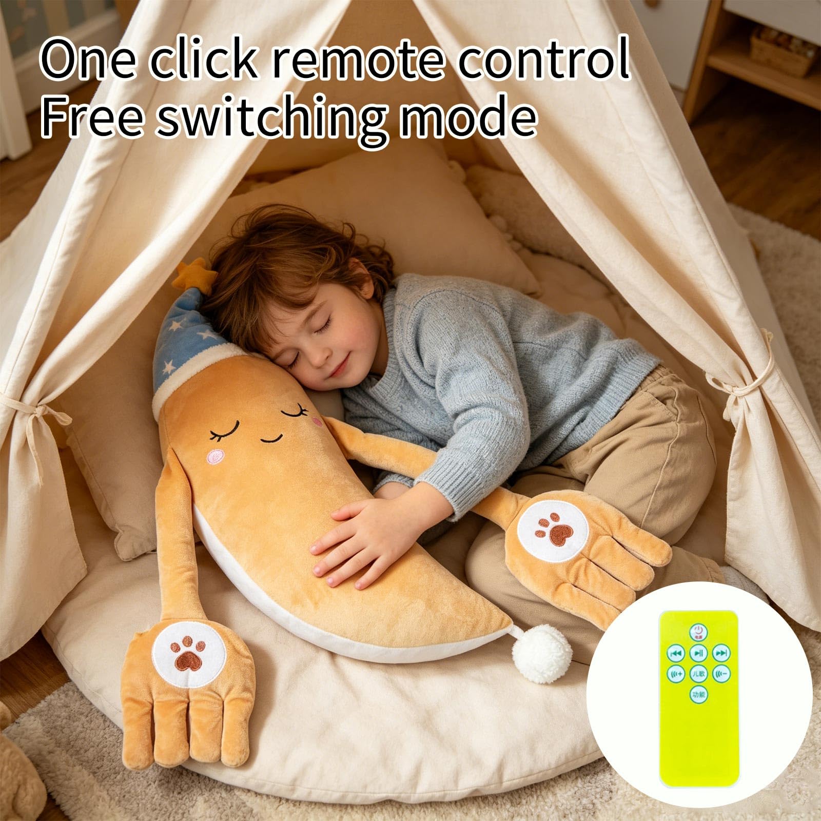 Einschlafhilfe Plueschtier Mit Klopfenden Haenden Mond Kuscheltier