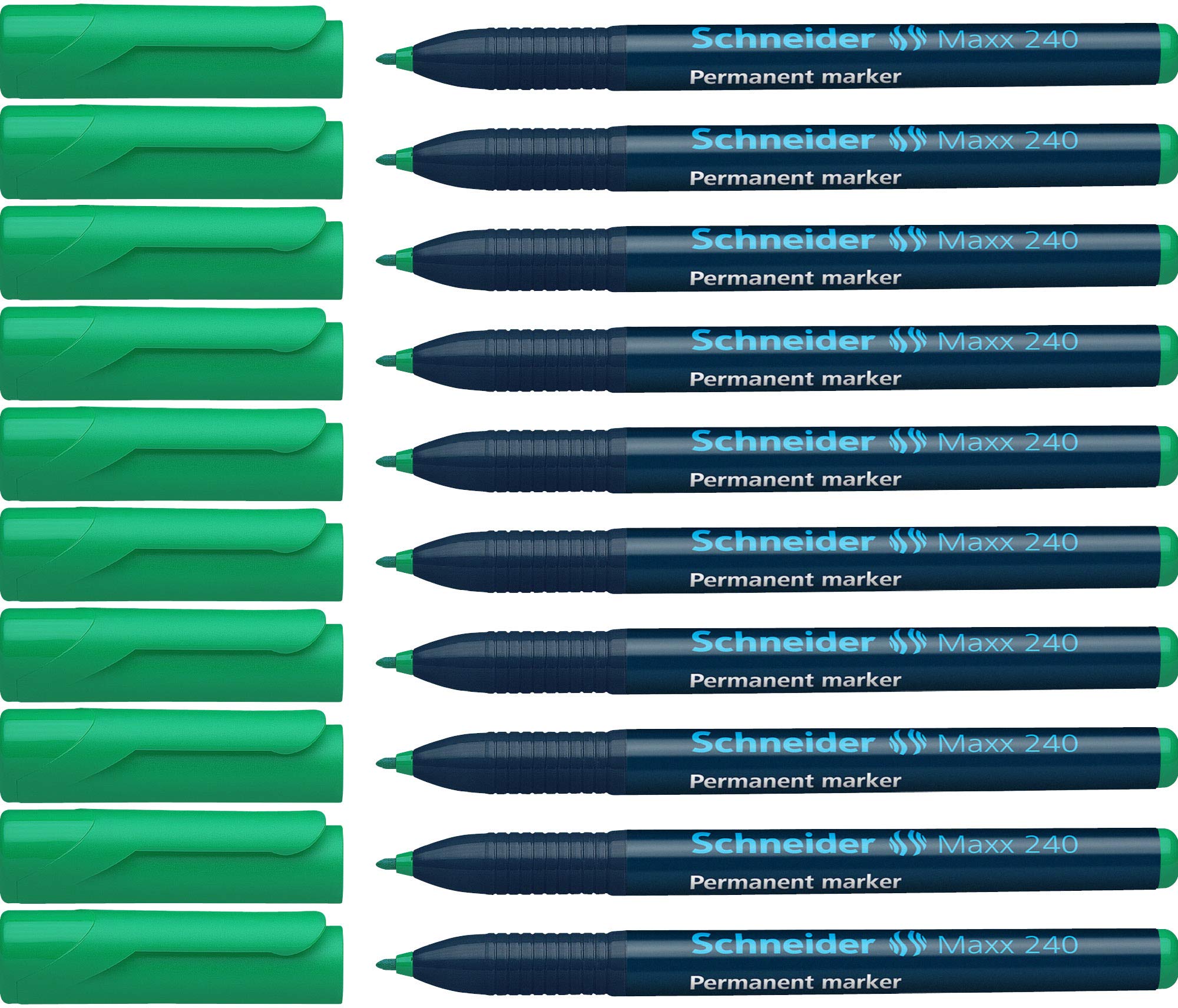 Schneider Maxx 240 Slim Permanent Marker - Green (Pack of 10)