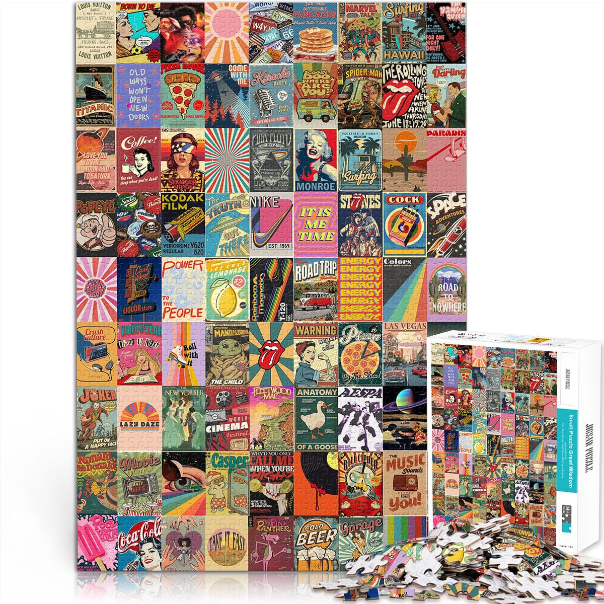 1000 Piece Jigsaw Puzzle for teenagers Retro color splicing poster Difficult and Challenge 26x38cm Enhance memory for Age 14+ — image 1