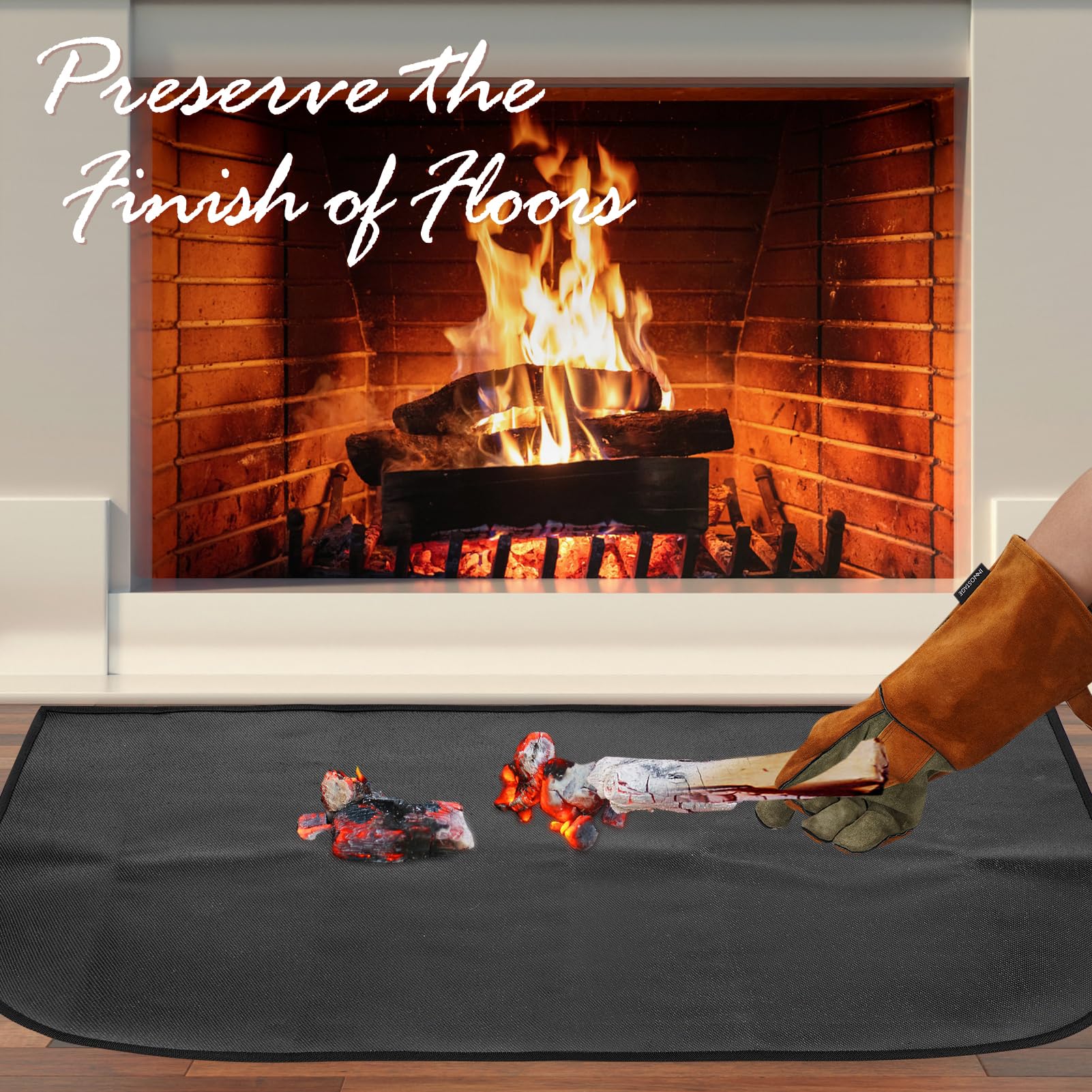 Demissle Fireplace Hearth Rug Fireplace Mats Cabin Southwestern Fireproof Fire Resistant Rug For Wood Stove Floor For Kitchen Indoor Outdoor(Classic,24 X 36 Inch